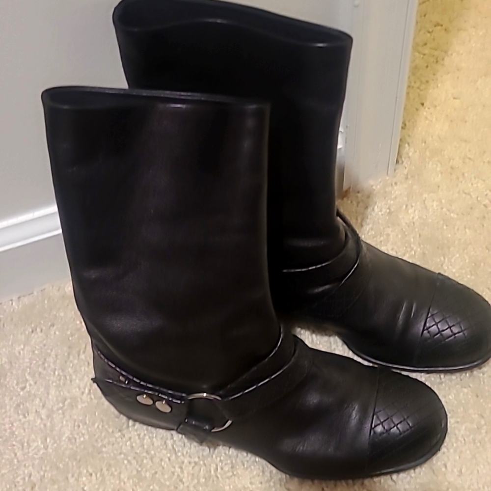 Chanel cap toe black boot